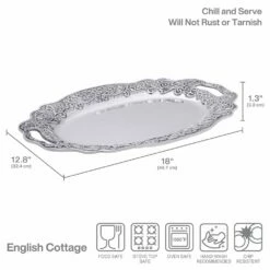 Outlet ❤️ Wilton Armetale® English Cottage Oval Tray with Handles ⭐ -Deals serveware Store english cottage oval tray with handles 5293347 3