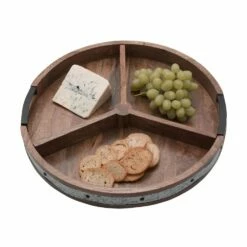 Flash Sale 🔔 Gourmet Basics® Galvanized Band Lazy Susan Platter with Removable Dividers, 16 Inch 🥰