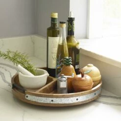 Flash Sale 🔔 Gourmet Basics® Galvanized Band Lazy Susan Platter with Removable Dividers, 16 Inch 🥰 -Deals serveware Store galvanized band lazy susan platter with removeable dividers 16 inch 5276661 3