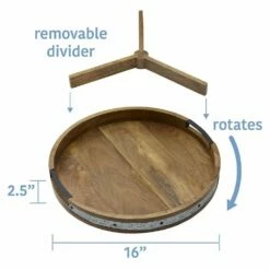 Flash Sale 🔔 Gourmet Basics® Galvanized Band Lazy Susan Platter with Removable Dividers, 16 Inch 🥰 -Deals serveware Store galvanized band lazy susan platter with removeable dividers 16 inch 5276661 6