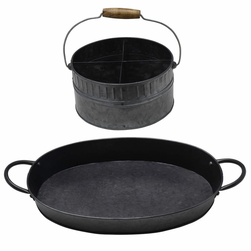 Cheap 🔔 Mikasa® Galvanized Caddy and Tray Serving Set 🔔 4 Cheap 🔔 Mikasa® Galvanized Caddy and Tray Serving Set 🔔 - Image 3