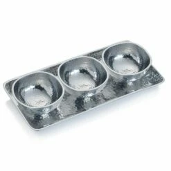 Best Sale ✨ Towle® 🔨 Hammersmith Set of 3 Small Bowls on Tray 🌟