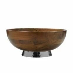 Buy 🎉 Towle® 🔨 Hammersmith Wood Bowl with 🔨 Hammered Base 🛒
