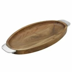 New 🎁 Towle® 🔨 Hammersmith Wood Oval Platter with Handles 🎉
