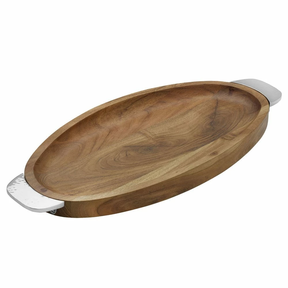 New 🎁 Towle® 🔨 Hammersmith Wood Oval Platter with Handles 🎉 3 New 🎁 Towle® 🔨 Hammersmith Wood Oval Platter with Handles 🎉
