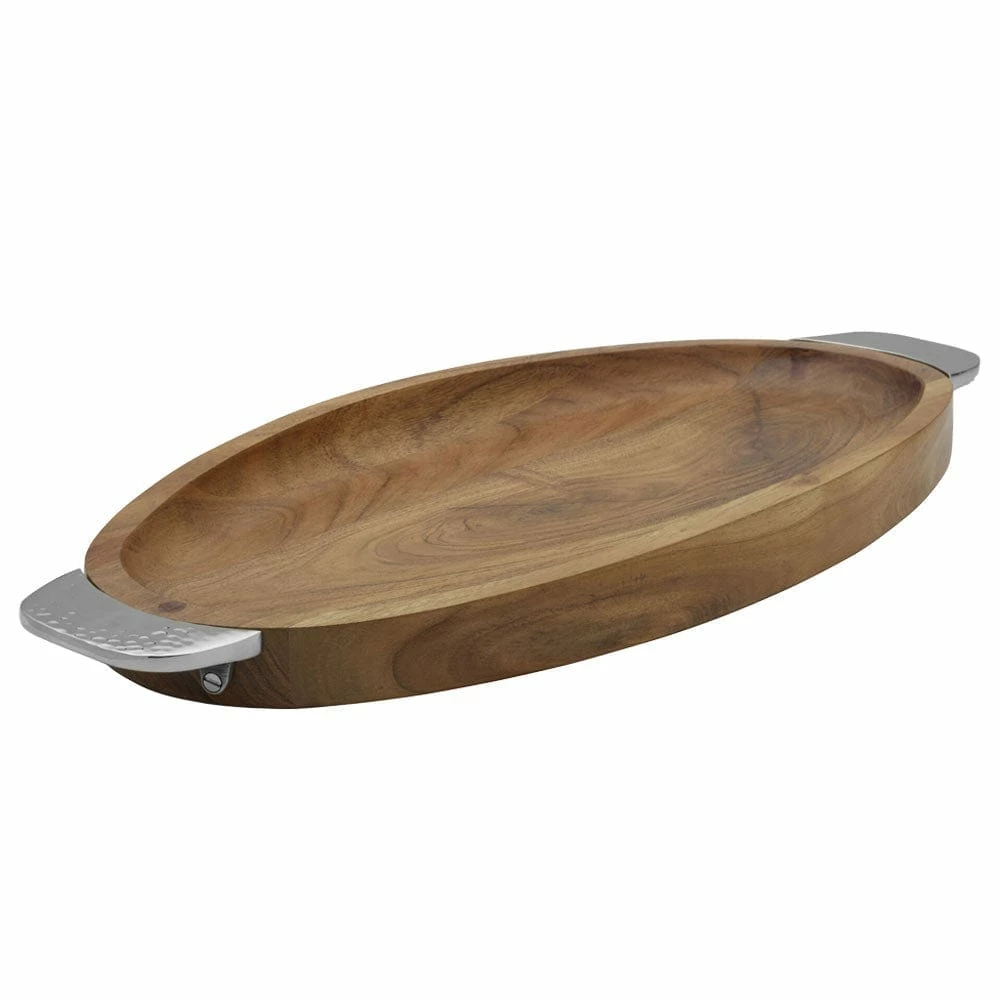 New 🎁 Towle® 🔨 Hammersmith Wood Oval Platter with Handles 🎉 6 New 🎁 Towle® 🔨 Hammersmith Wood Oval Platter with Handles 🎉 - Image 4