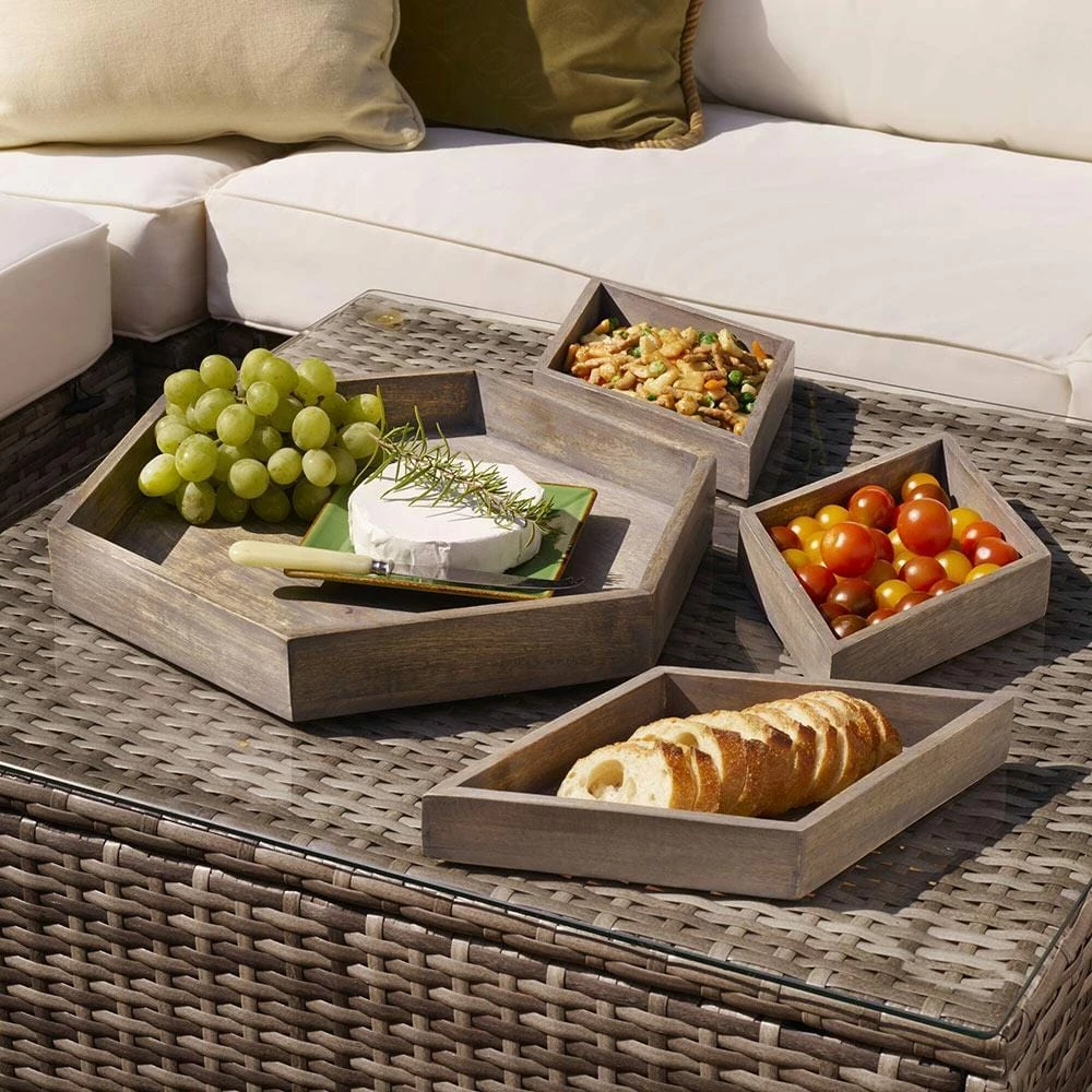 Top 10 😉 Gourmet Basics® Hexagon 4 Piece Mango Wood Tray Set 🌟 5 Top 10 😉 Gourmet Basics® Hexagon 4 Piece Mango Wood Tray Set 🌟 - Image 3