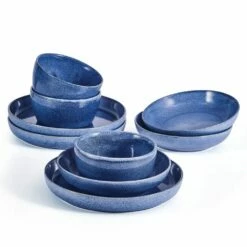 Promo 🔥 Mikasa® Huxley Blue 9 Piece Dinnerware Bowl Set, Service for 3 🔥