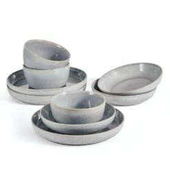 Wholesale 👏 Mikasa® Huxley Grey 9 Piece Dinnerware Bowl Set, Service for 3 😉