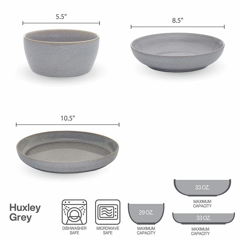 Wholesale 👏 Mikasa® Huxley Grey 9 Piece Dinnerware Bowl Set, Service for 3 😉 6 Wholesale 👏 Mikasa® Huxley Grey 9 Piece Dinnerware Bowl Set, Service for 3 😉 - Image 4