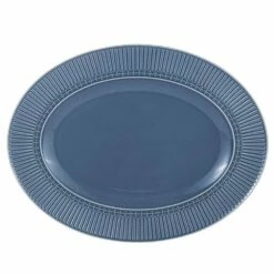 New ❤️ Mikasa® Italian Countryside Accents Fluted Blue Oval Platter 🎉
