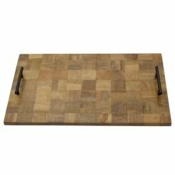 New 🛒 Gourmet Basics® Mango Wood Checkered Serve Tray, 21 Inch 😀