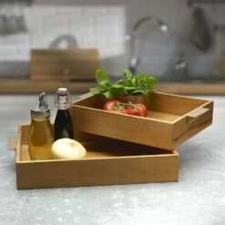 Cheap ✨ Gourmet Basics® Medina Set of 2 Wood Trays ⭐ -Deals serveware Store medina set of 2 indian elm wood trays 5286831 3