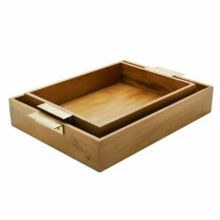Cheap ✨ Gourmet Basics® Medina Set of 2 Wood Trays ⭐ -Deals serveware Store medina set of 2 indian elm wood trays 5286831 6
