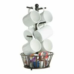 Outlet 🔔 Gourmet Basics® Mug Tree Stand with Basket 🤩