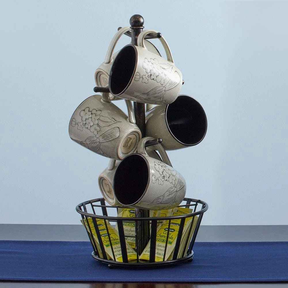 Outlet 🔔 Gourmet Basics® Mug Tree Stand with Basket 🤩 4 Outlet 🔔 Gourmet Basics® Mug Tree Stand with Basket 🤩 - Image 2