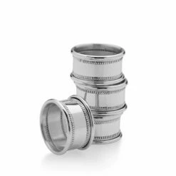 Promo 💯 Empire Silver™ Set of 4 Beaded Pewter Napkin Rings 💯