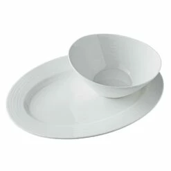 Budget ⌛ Mikasa® Swirl Bone Vegetable Bowl and Serve Platter Set 🥰