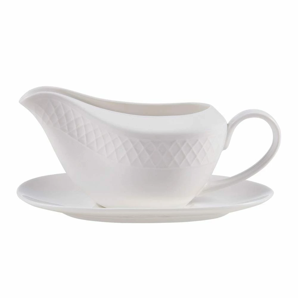 Deals ✔️ Mikasa® Trellis White Gravy Boat with Stand 🎉 3 Deals ✔️ Mikasa® Trellis White Gravy Boat with Stand 🎉