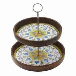 Outlet 🌟 Gourmet Basics® Vella 2 Tier Mango Wood Tray 🛒