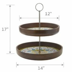 Outlet 🌟 Gourmet Basics® Vella 2 Tier Mango Wood Tray 🛒 -Deals serveware Store vella 2 tier mango wood tray 5276662 5